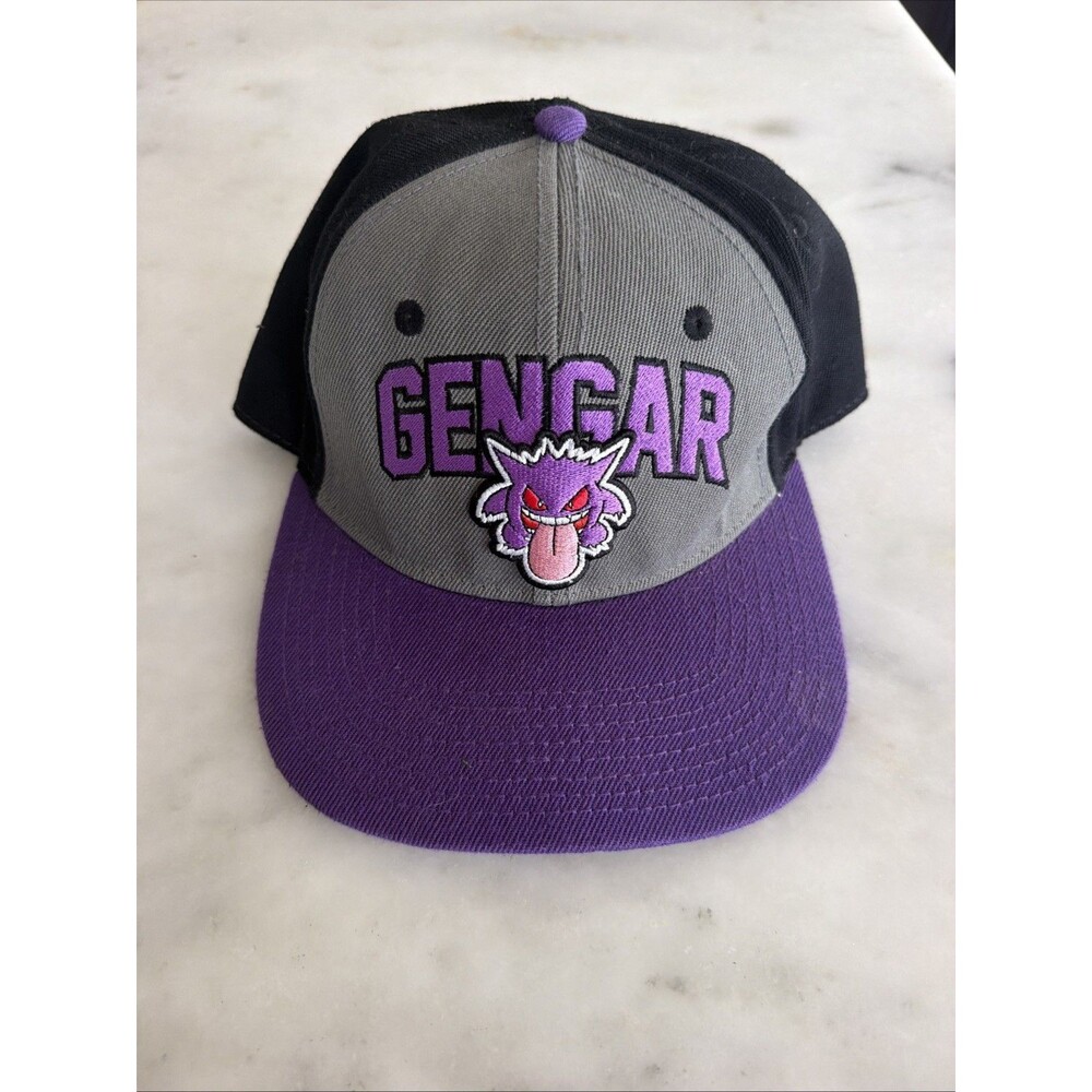 Gengar Pokémon Hat Embroidered Front Purple Gray And Black SnapBack Hat
